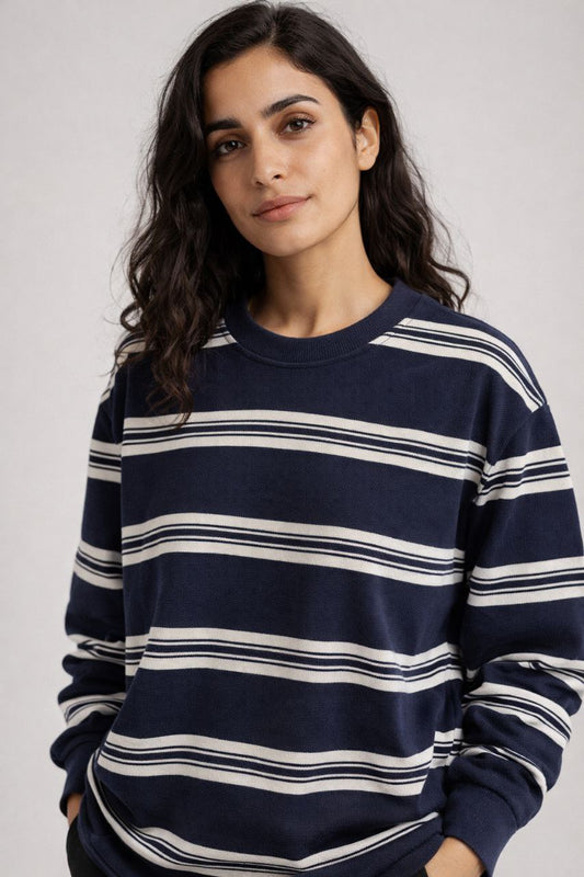 חולצת פסים בד וופל עבה