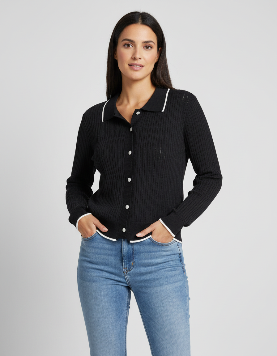 סריג דק חורים+ כפתורים new collection