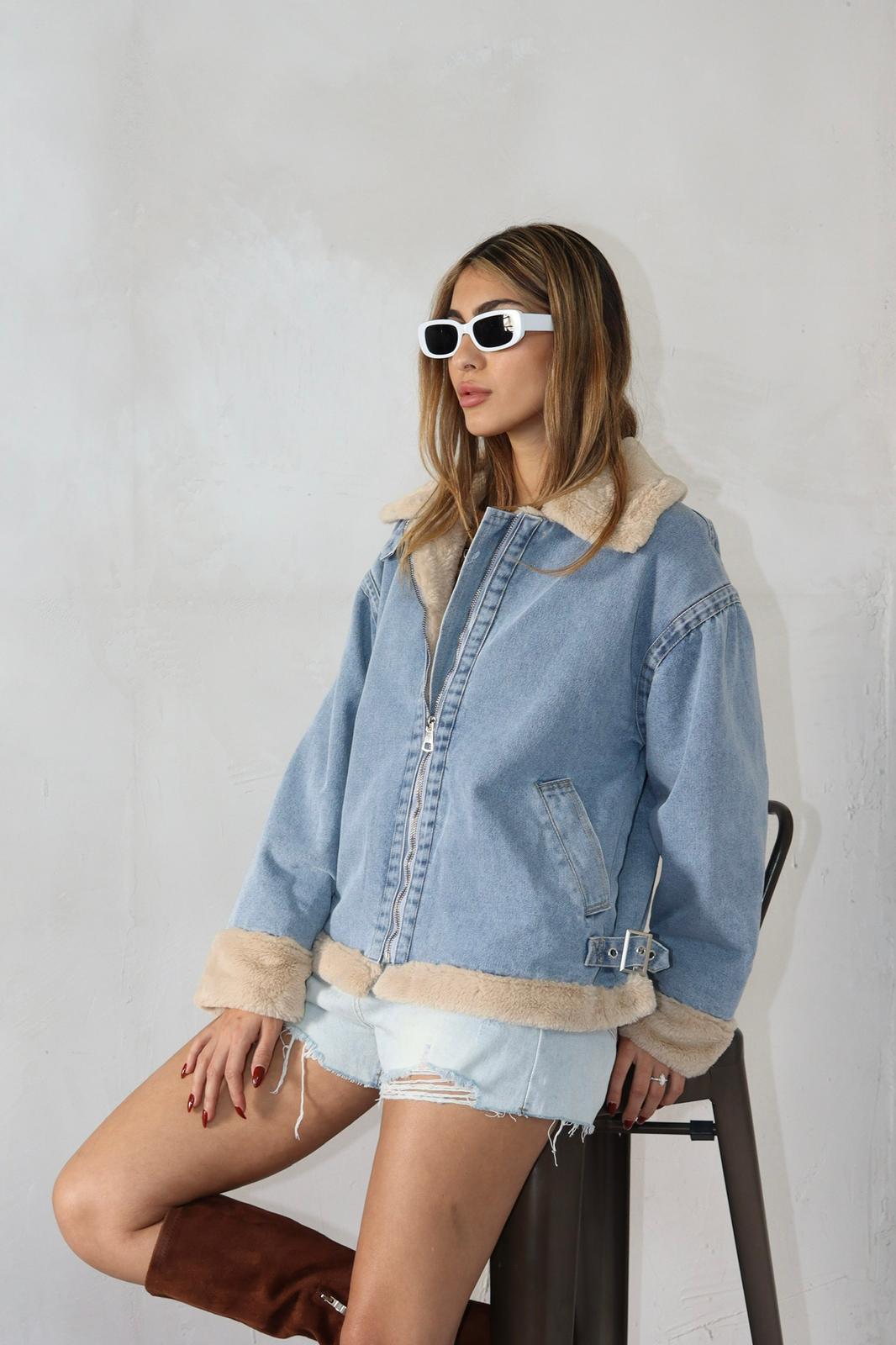 מעיל נשים ג'ינס פרווה