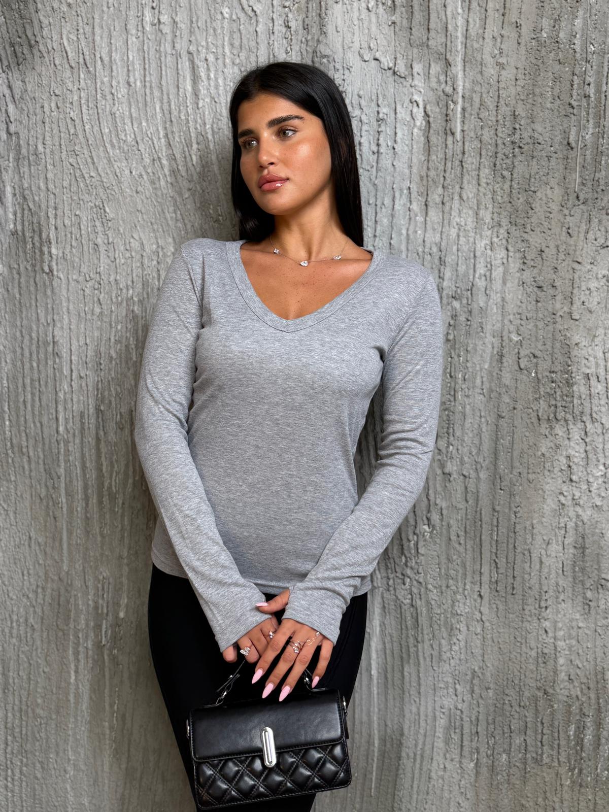 חולצת כפפה צווארון וי