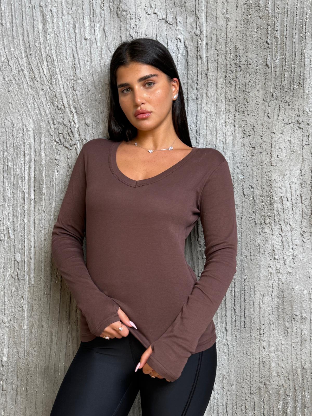 חולצת כפפה צווארון וי