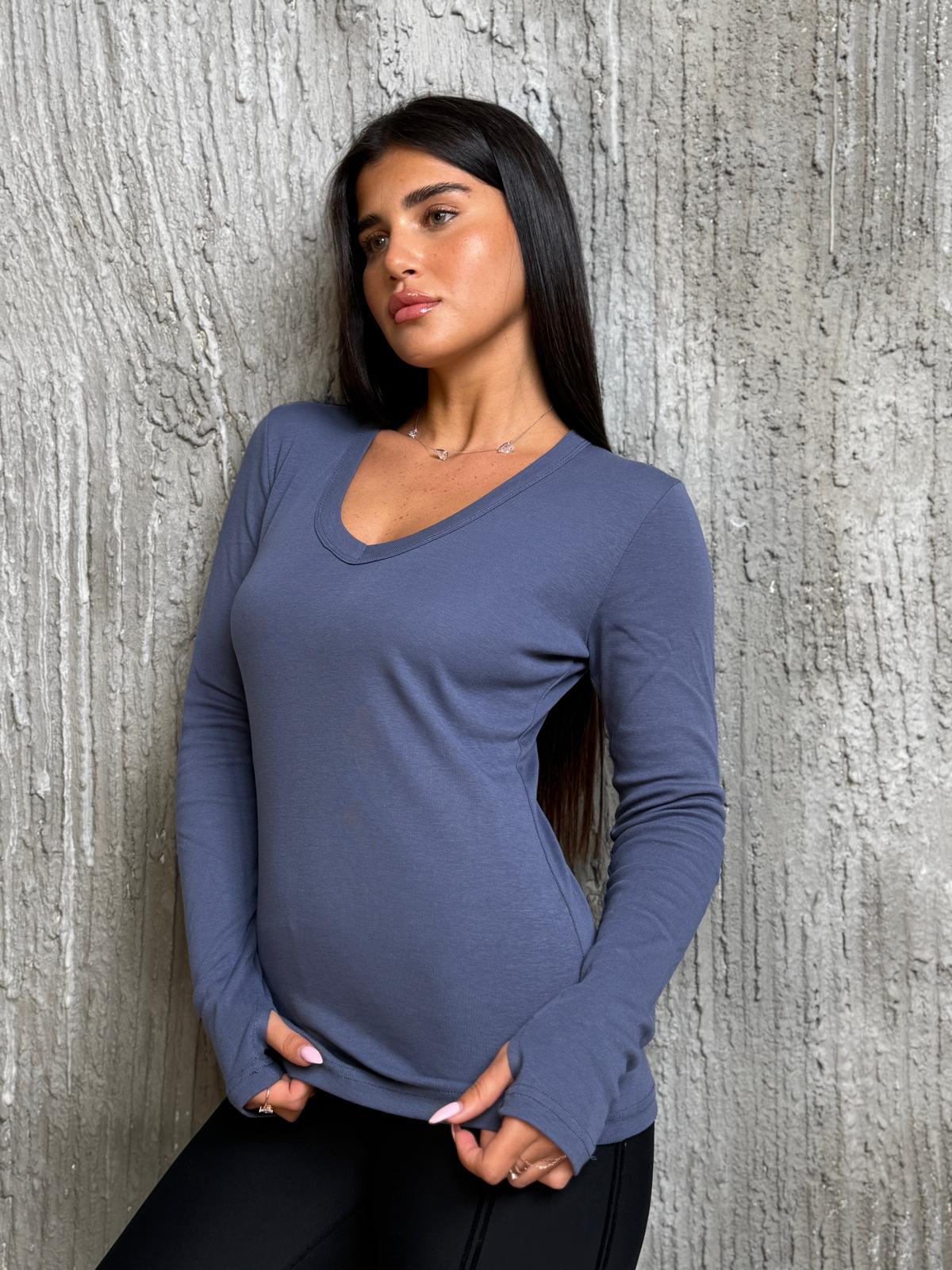 חולצת כפפה צווארון וי