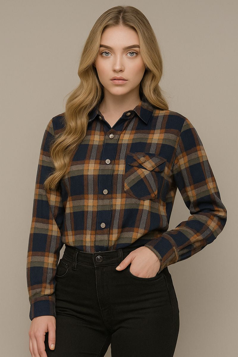 חולצה מכופתרת משובץ עבה