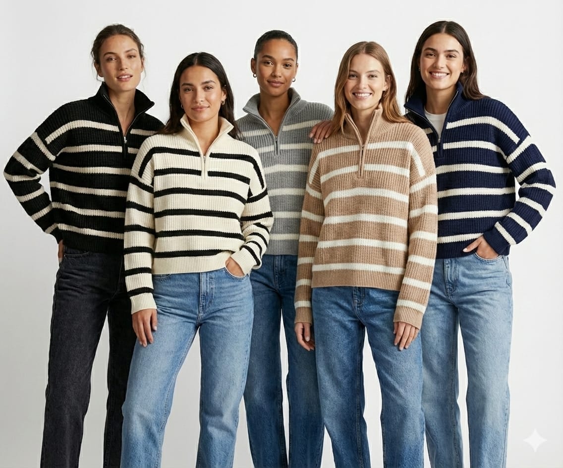 סוודר פסים אופנתי