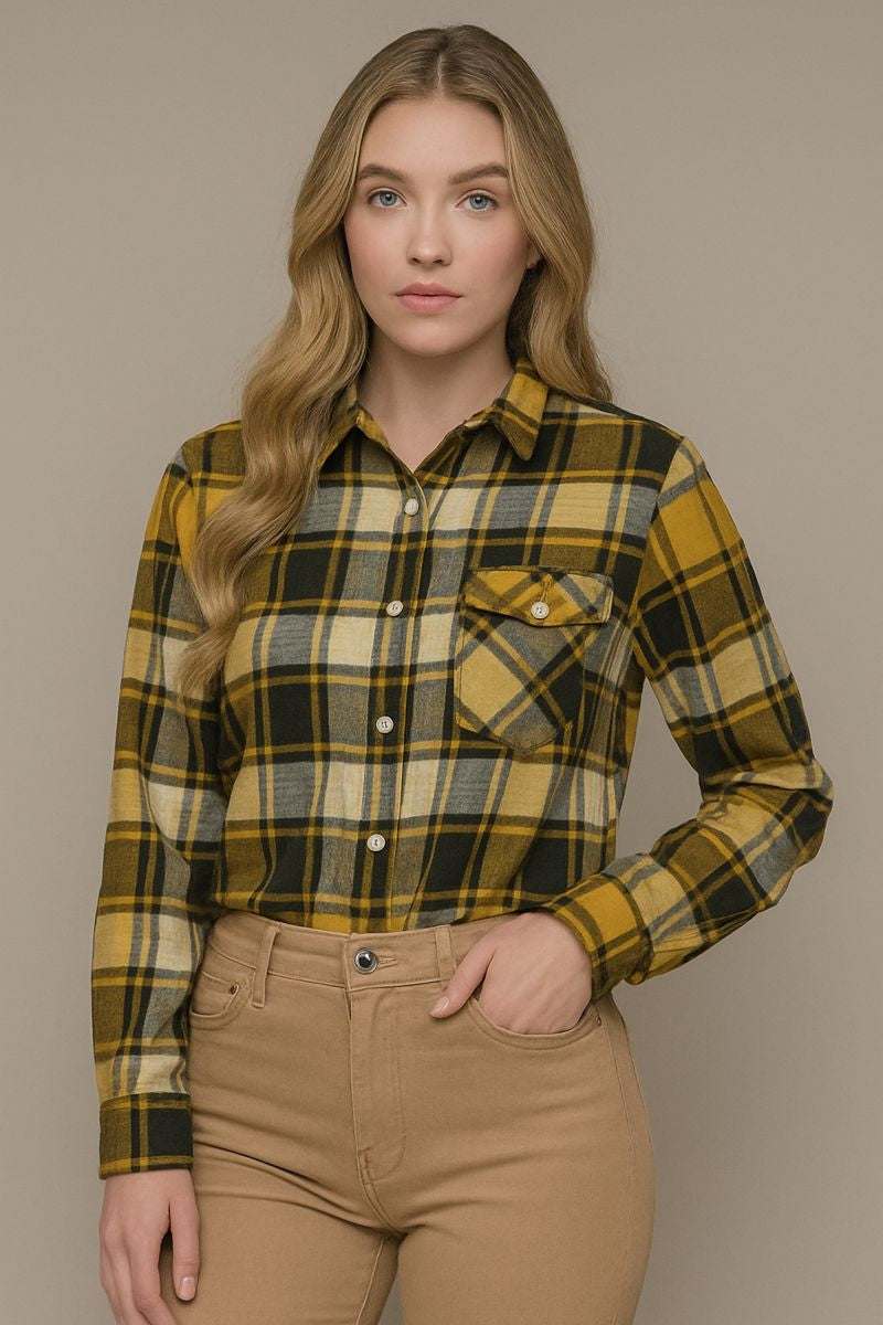 חולצה מכופתרת משובץ עבה