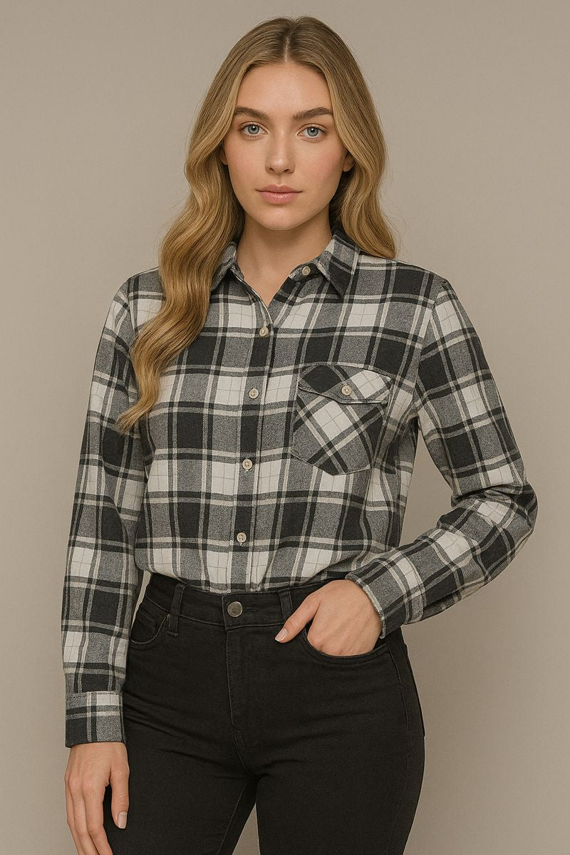 חולצה מכופתרת משובץ עבה