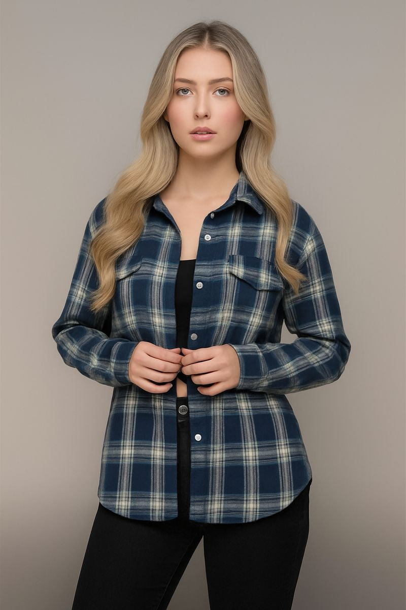 חולצה מכופתרת משובץ עבה