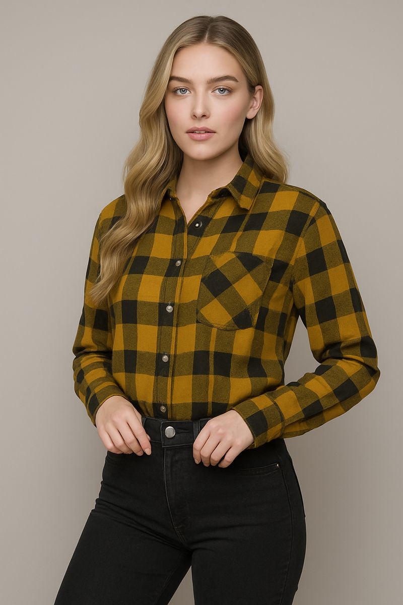 חולצה מכופתרת משובץ עבה