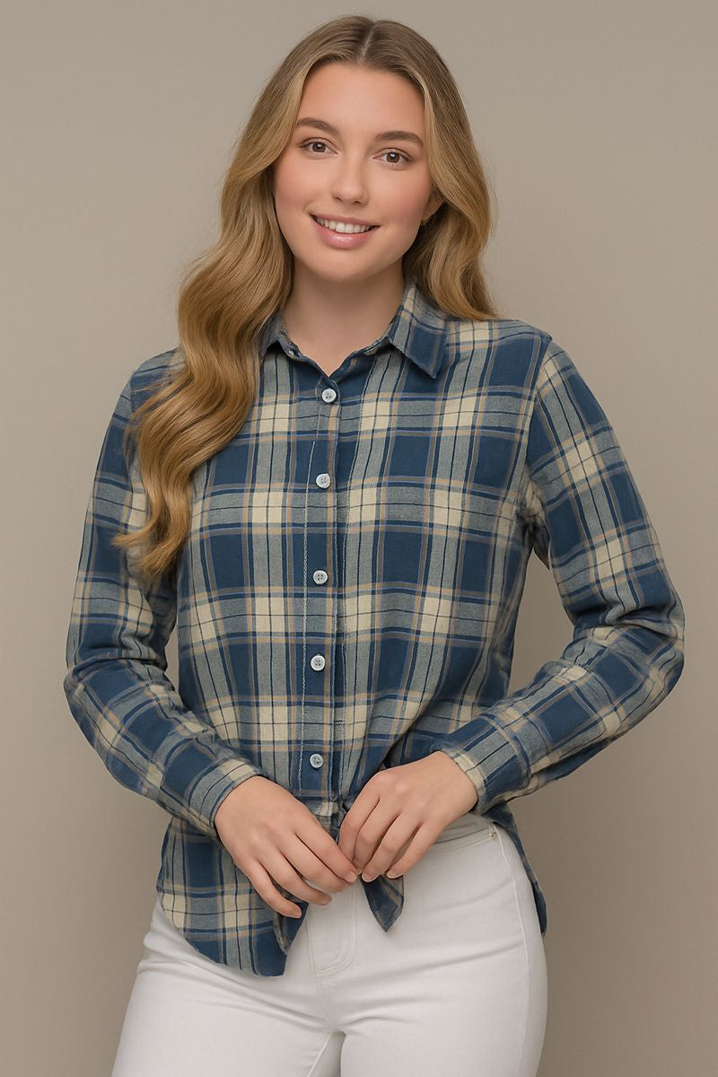 חולצה מכופתרת משובץ עבה