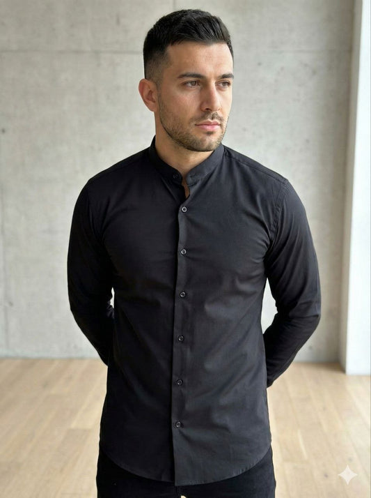 חולצה מכופתרת סלים פיט צווארון סיני