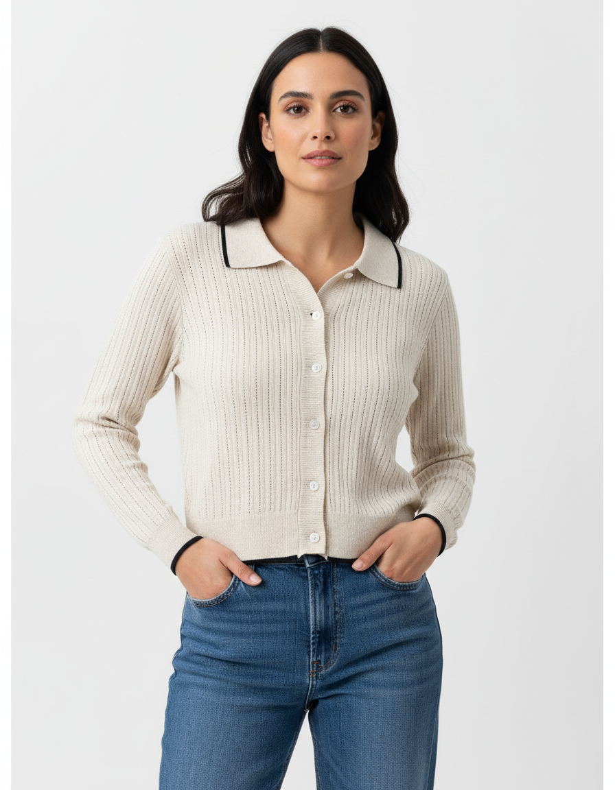 סריג דק חורים+ כפתורים new collection