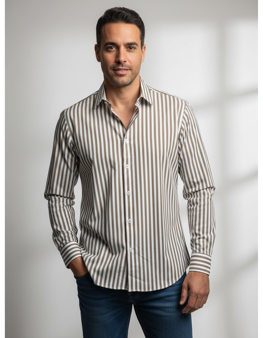 מכופתרת slim fit פסים