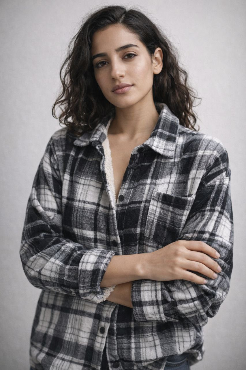 ג'קט משובץ פרווה פנימית