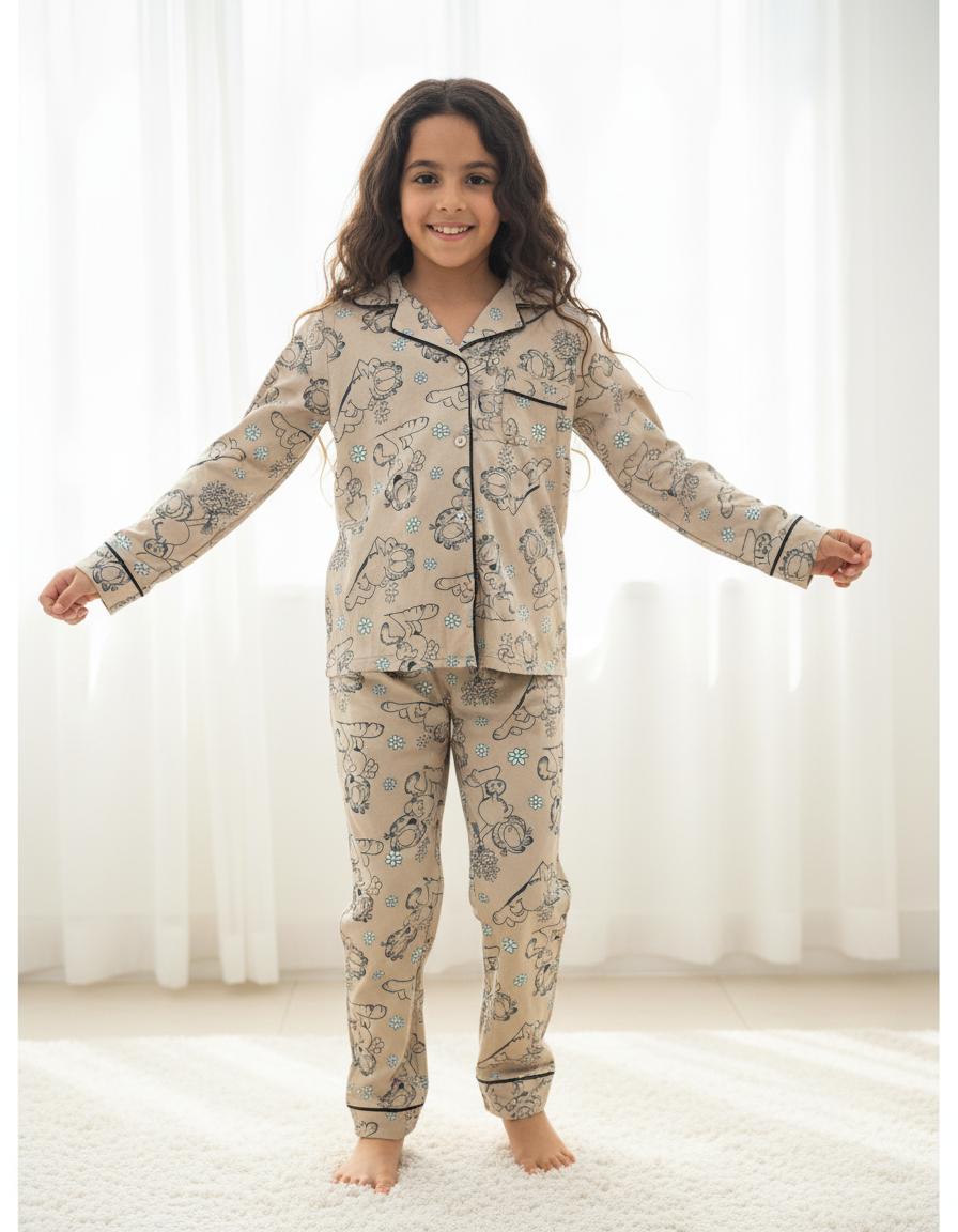 פיג'מה סאטן כפתורים (גארפילד)