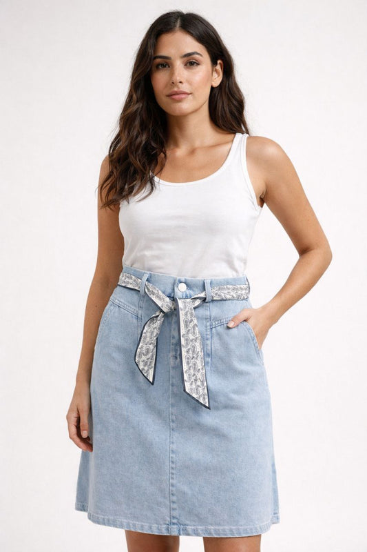 חצאית ג'ינס ארוכה בנדנה