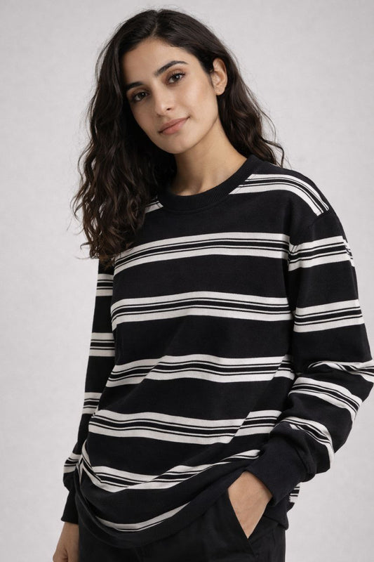 חולצת פסים בד וופל עבה