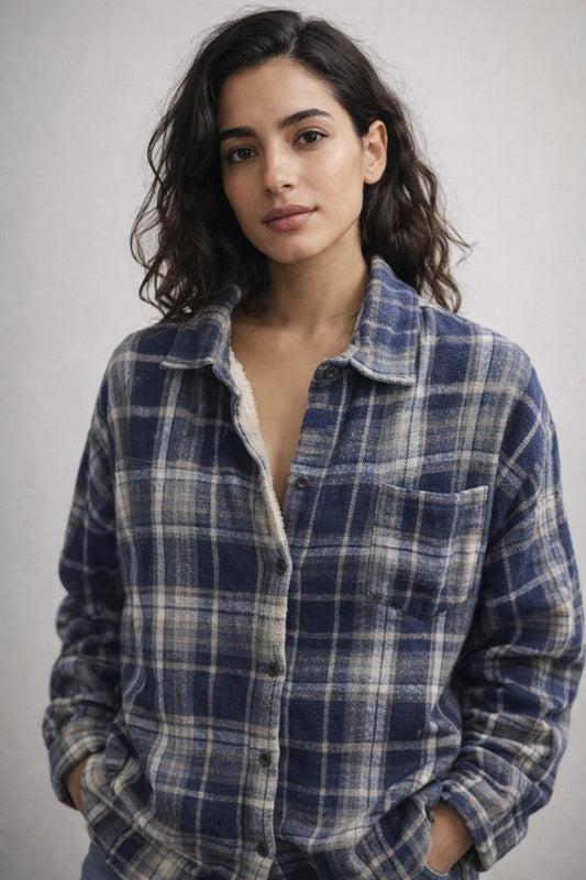 ג'קט משובץ פרווה פנימית