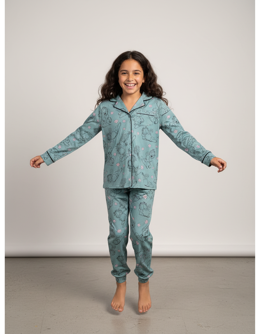 פיג'מה סאטן כפתורים (גארפילד)