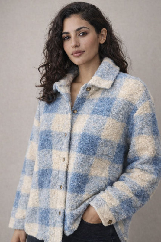 ג'קט פרווה כבש משובץ