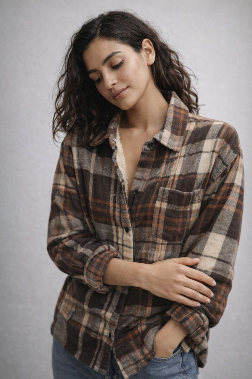 ג'קט משובץ פרווה פנימית