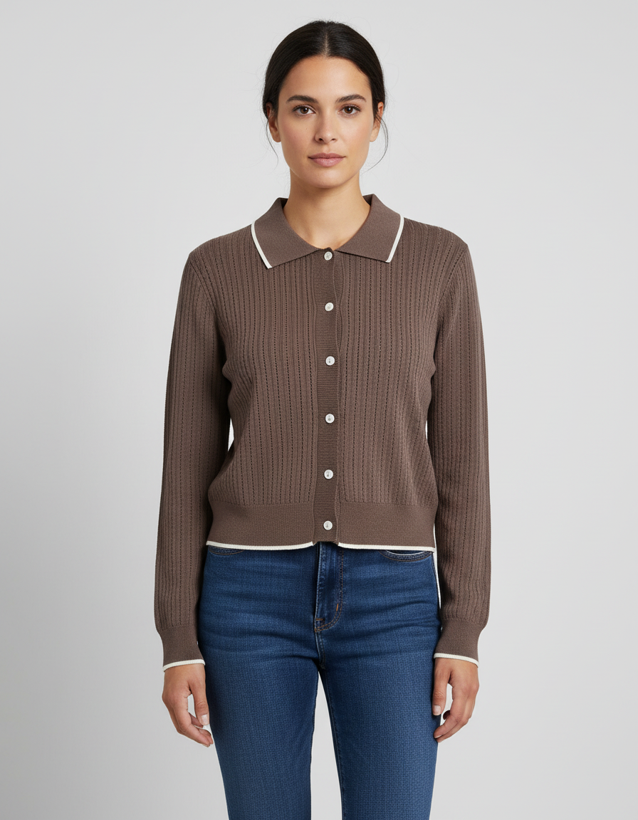 סריג דק חורים+ כפתורים new collection