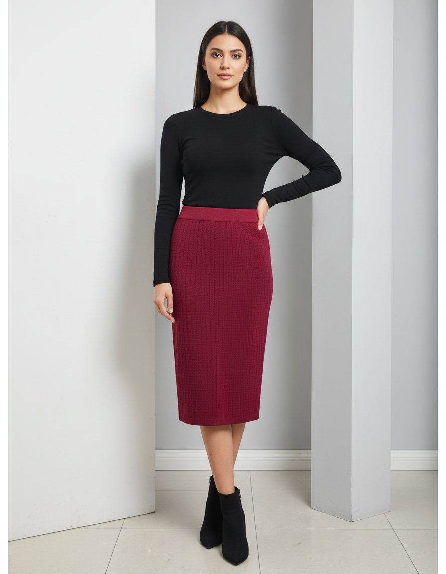 חצאית סריג גזרה ישרה