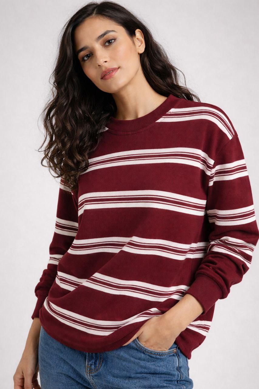 חולצת פסים בד וופל עבה