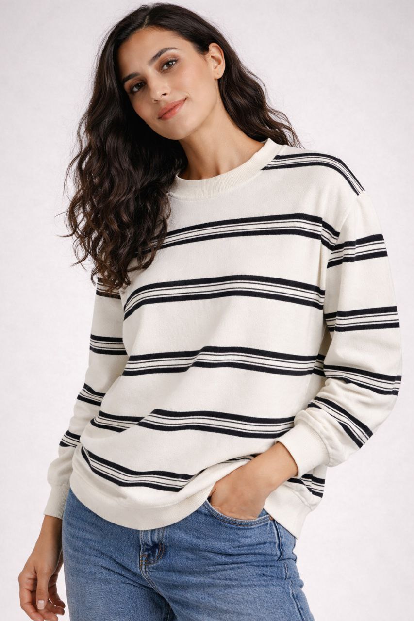 חולצת פסים בד וופל עבה