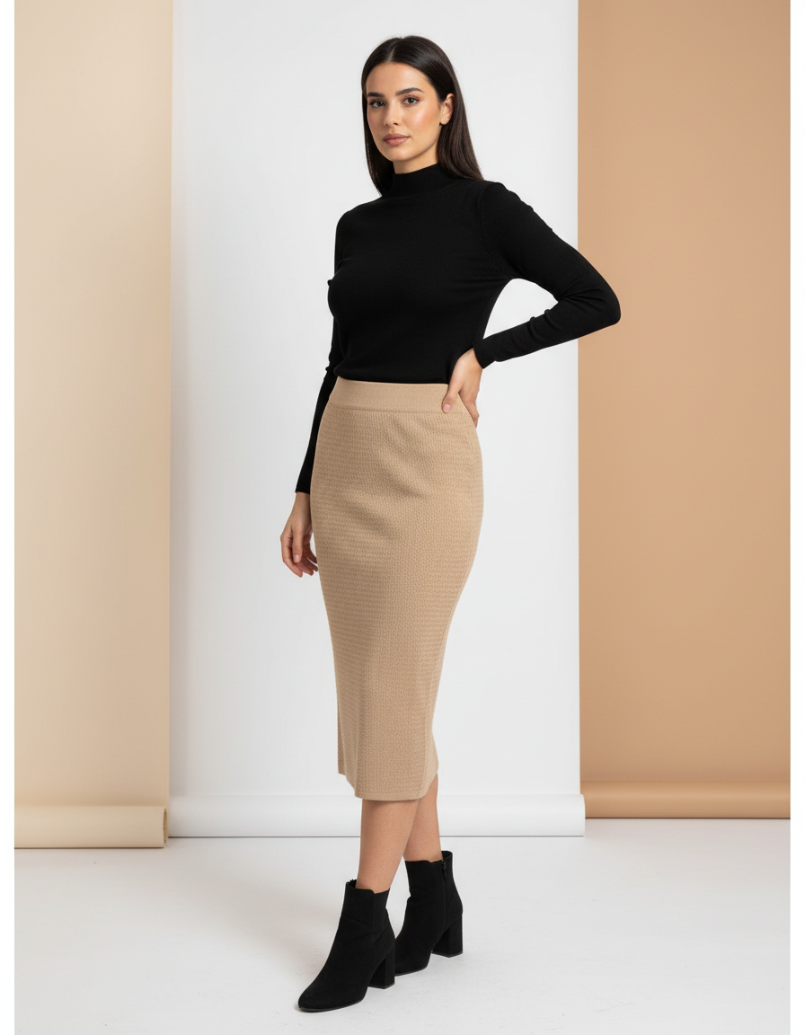 חצאית סריג גזרה ישרה