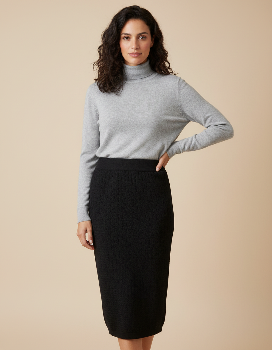 חצאית סריג גזרה ישרה