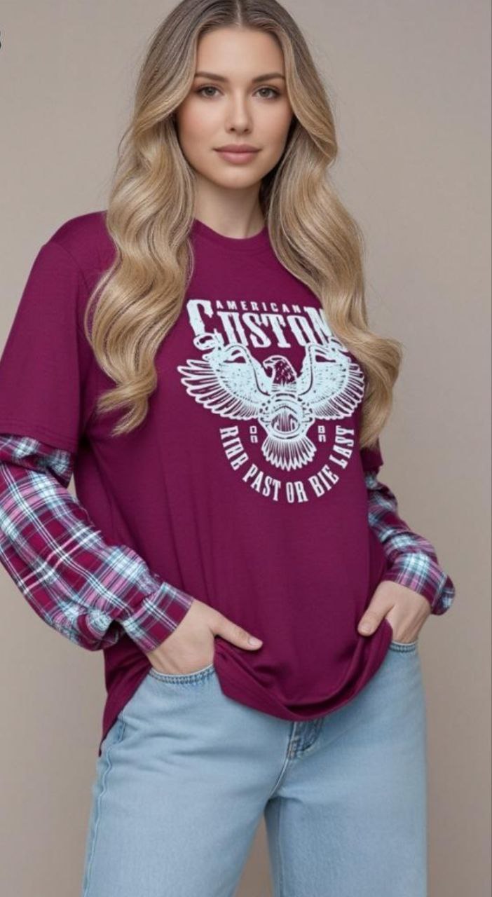 חולצה שילוב משובץ